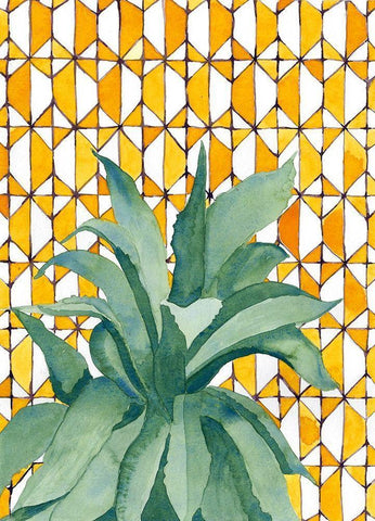 Yellow Tile Agave Black Ornate Wood Framed Art Print with Double Matting by Bucheli, Jen