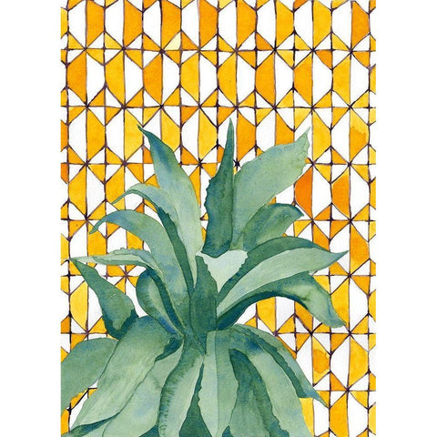 Yellow Tile Agave White Modern Wood Framed Art Print by Bucheli, Jen