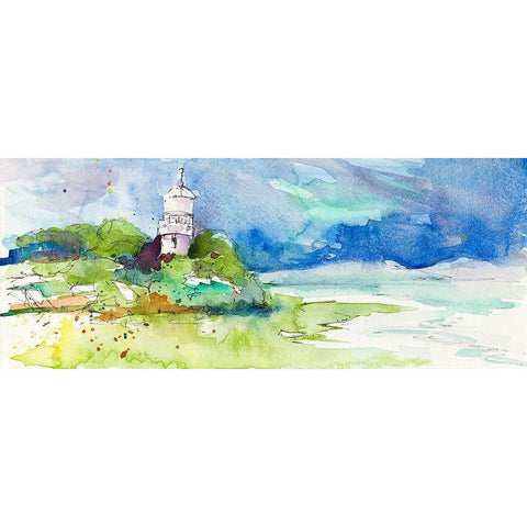 Lighthouse on Coastline White Modern Wood Framed Art Print by Loreth, Lanie