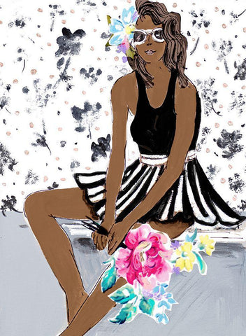 Pop Girl Black Ornate Wood Framed Art Print with Double Matting by Pinto, Patricia