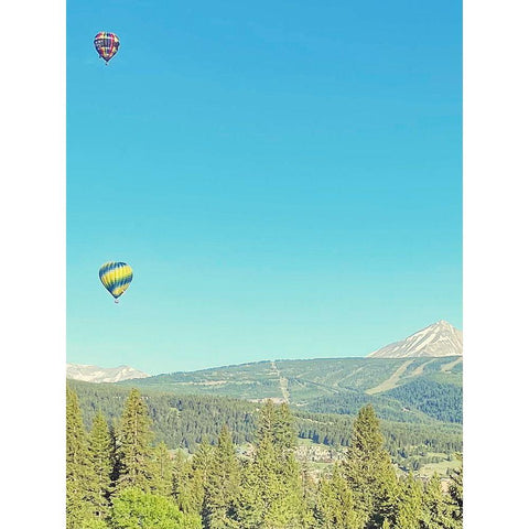 Hot Air Balloons Black Modern Wood Framed Art Print by Coppel, Anna