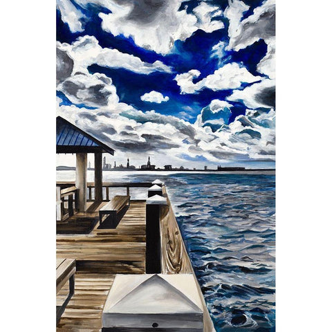 Lake Dock Gold Ornate Wood Framed Art Print with Double Matting by Goodrich, Chelsea