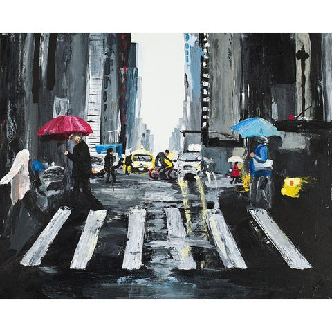 NYC in the Rain Black Modern Wood Framed Art Print by Goodrich, Chelsea