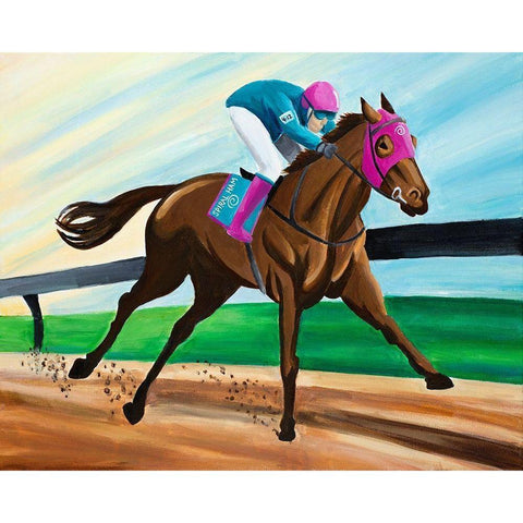 Race Horse White Modern Wood Framed Art Print by Goodrich, Chelsea