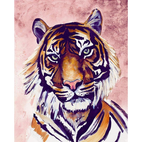Tiger Face Gold Ornate Wood Framed Art Print with Double Matting by Goodrich, Chelsea
