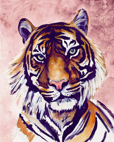 Tiger Face Black Ornate Wood Framed Art Print with Double Matting by Goodrich, Chelsea