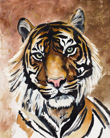 Tiger White Modern Wood Framed Art Print with Double Matting by Goodrich, Chelsea