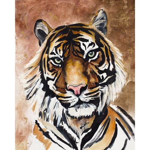 Tiger Black Modern Wood Framed Art Print by Goodrich, Chelsea