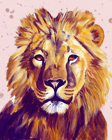 Lion Face White Modern Wood Framed Art Print with Double Matting by Goodrich, Chelsea