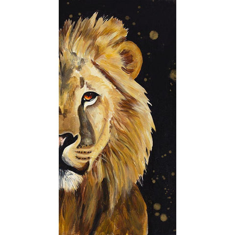 Lion Half Face Black Modern Wood Framed Art Print by Goodrich, Chelsea
