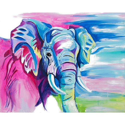 Fun Colorful Elephant Black Modern Wood Framed Art Print with Double Matting by Goodrich, Chelsea