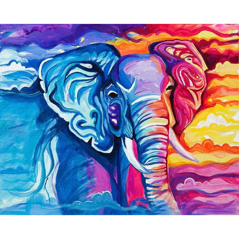 Elephant in Vibrant Colors Black Modern Wood Framed Art Print by Goodrich, Chelsea