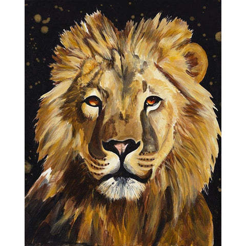 Lion Black Modern Wood Framed Art Print with Double Matting by Goodrich, Chelsea
