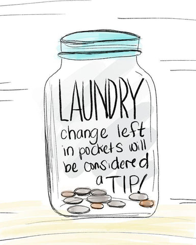 Laundry Tip Jar White Modern Wood Framed Art Print with Double Matting by Quach, Anna