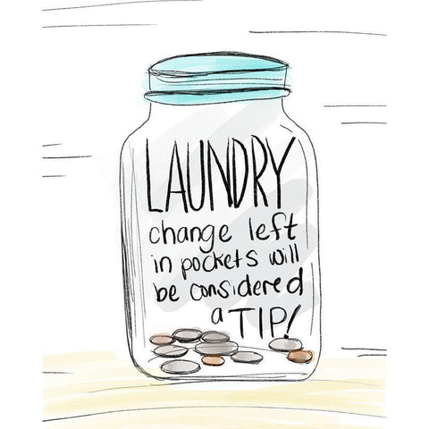 Laundry Tip Jar White Modern Wood Framed Art Print by Quach, Anna
