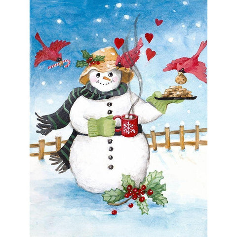 Festive Snowman I White Modern Wood Framed Art Print by Loreth, Lanie