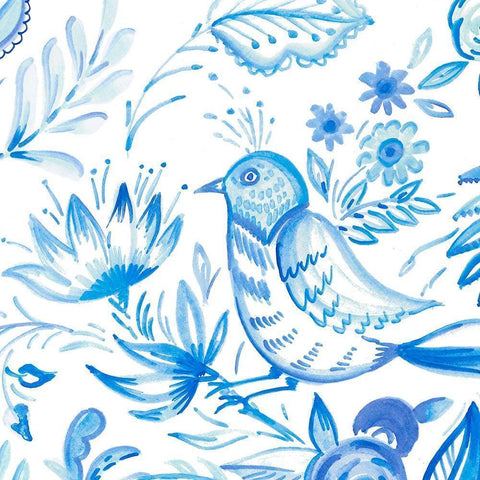 Birds in Blue II Black Modern Wood Framed Art Print by Del Sol, Ani