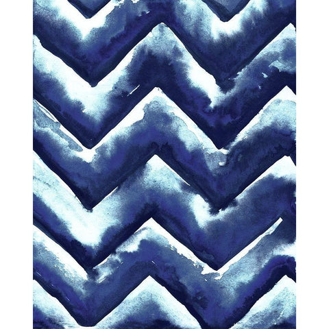 Shibori Zig Zag Black Modern Wood Framed Art Print with Double Matting by Medley, Elizabeth