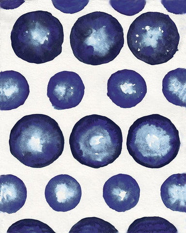 Shibori Dots White Modern Wood Framed Art Print with Double Matting by Medley, Elizabeth