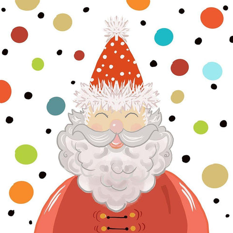 Excited Santa with Dots Gold Ornate Wood Framed Art Print with Double Matting by Del Sol, Ani