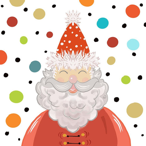 Excited Santa with Dots Black Ornate Wood Framed Art Print with Double Matting by Del Sol, Ani