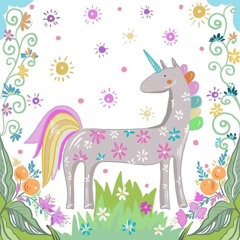 Unicorn Forest II Black Ornate Wood Framed Art Print with Double Matting by Del Sol, Ani