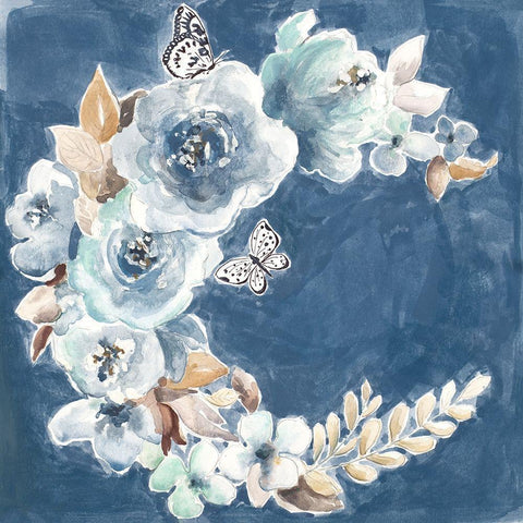 Wild Beauty Wreath Black Modern Wood Framed Art Print by Pinto, Patricia