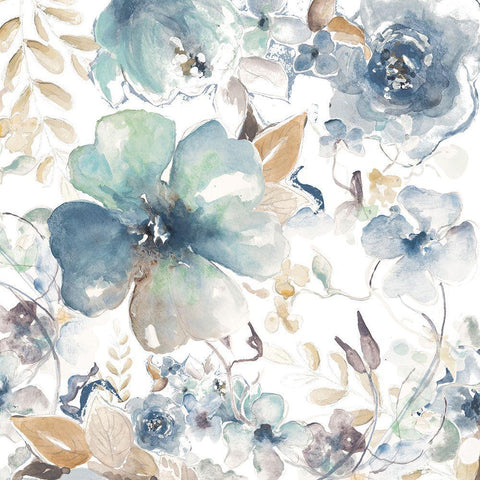 Indigo Beauty on White I White Modern Wood Framed Art Print with Double Matting by Pinto, Patricia