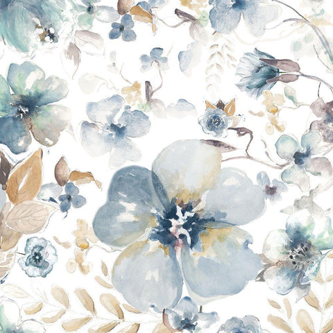 Indigo Beauty on White II White Modern Wood Framed Art Print with Double Matting by Pinto, Patricia