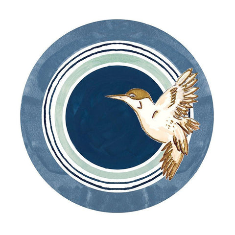 Flying Bird Circle White Modern Wood Framed Art Print by Pinto, Patricia