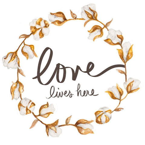 Love Lives Here White Modern Wood Framed Art Print with Double Matting by Gaynor, Janice