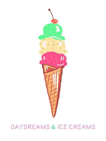 Daydreams and Ice Creams Black Ornate Wood Framed Art Print with Double Matting by Del Sol, Ani