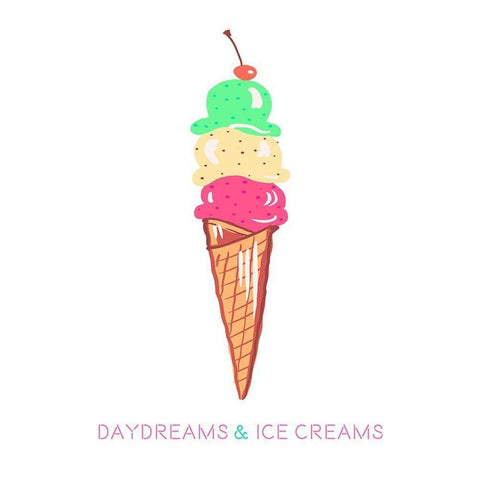 Daydreams and Ice Creams White Modern Wood Framed Art Print by Del Sol, Ani