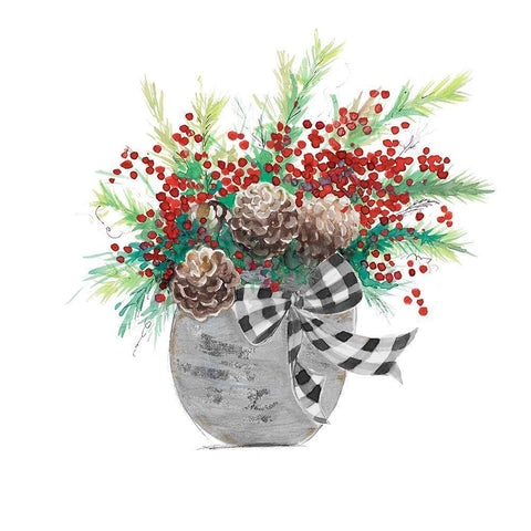Holiday Flowers I Black Ornate Wood Framed Art Print with Double Matting by Pinto, Patricia