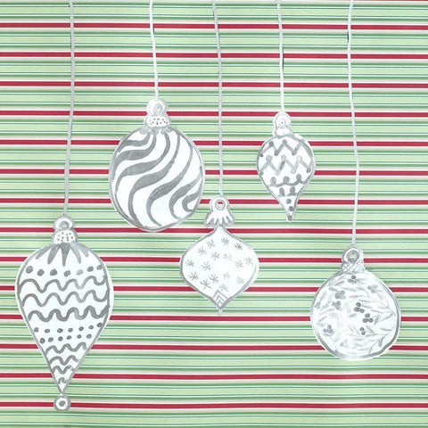 White Ornaments Black Modern Wood Framed Art Print with Double Matting by Ritter, Gina