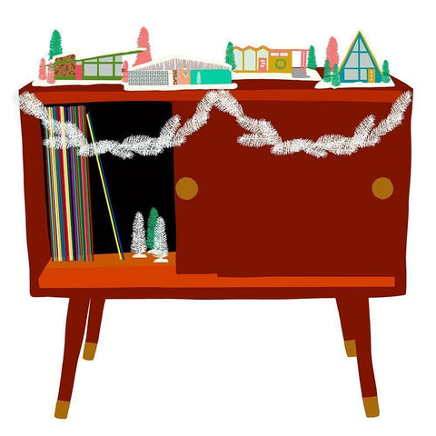 Mid Century Christmas Black Modern Wood Framed Art Print with Double Matting by Bucheli, Jen