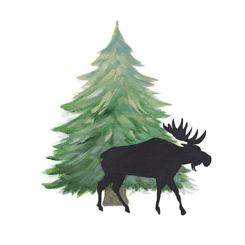 Farmhouse Christmas Moose Black Modern Wood Framed Art Print by Pinto, Patricia