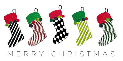 Christmas Stockings White Modern Wood Framed Art Print with Double Matting by Pinto, Patricia