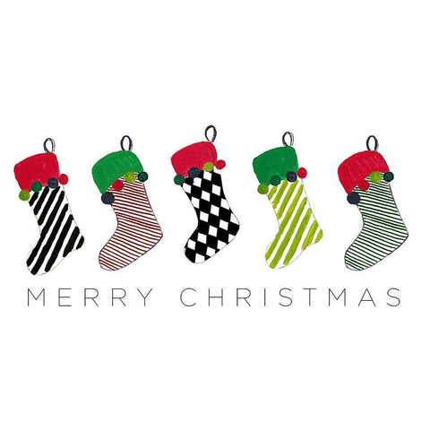 Christmas Stockings Black Modern Wood Framed Art Print with Double Matting by Pinto, Patricia