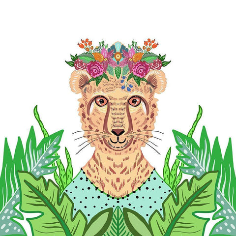 Girly Cheetah White Modern Wood Framed Art Print by Del Sol, Ani