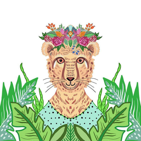 Girly Cheetah White Modern Wood Framed Art Print with Double Matting by Del Sol, Ani