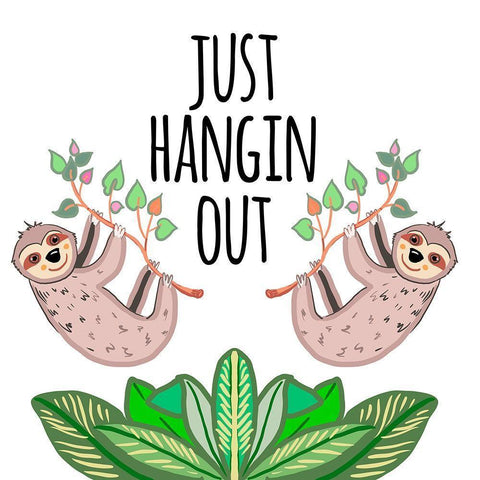 Hangin Out Sloth Gold Ornate Wood Framed Art Print with Double Matting by Del Sol, Ani