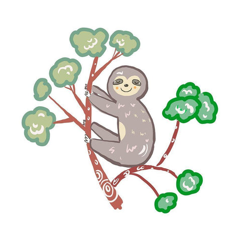 Smiling Sloth White Modern Wood Framed Art Print with Double Matting by Del Sol, Ani