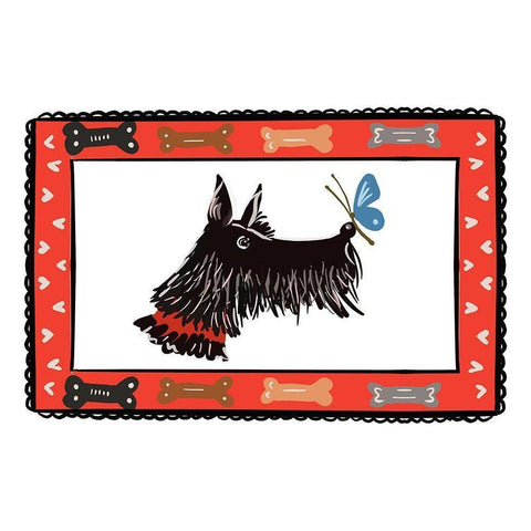 Dog With A Butterfly Friend White Modern Wood Framed Art Print by Del Sol, Ani