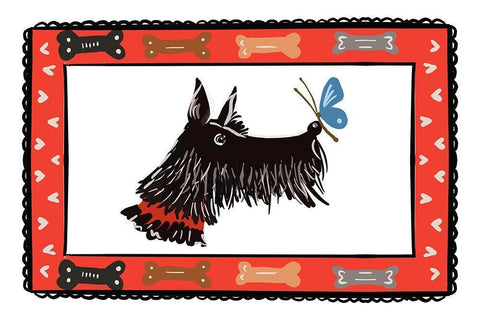 Dog With A Butterfly Friend White Modern Wood Framed Art Print with Double Matting by Del Sol, Ani