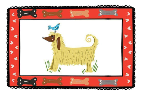 Dog with a Bird Friend Black Ornate Wood Framed Art Print with Double Matting by Del Sol, Ani