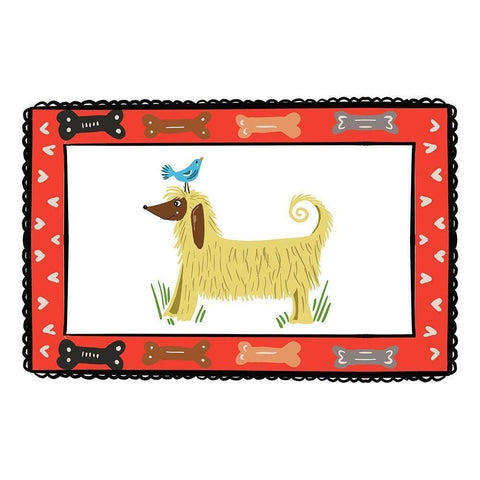 Dog with a Bird Friend Black Modern Wood Framed Art Print with Double Matting by Del Sol, Ani