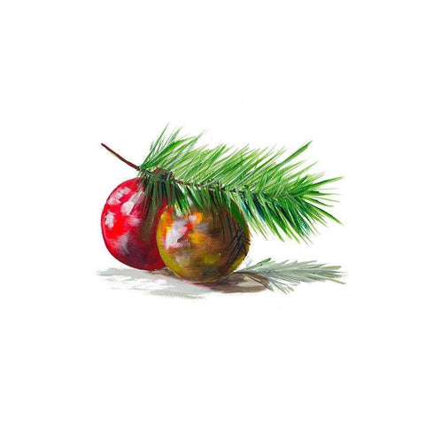 Christmas Bulb on Pine White Modern Wood Framed Art Print by Beauchamp, Andy