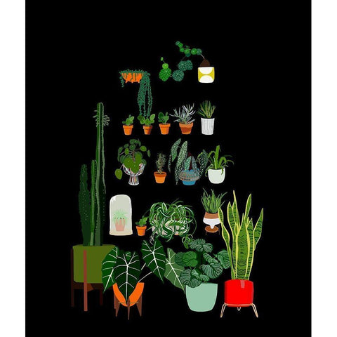 Potted Plant Shelf Black Modern Wood Framed Art Print with Double Matting by Bucheli, Jen