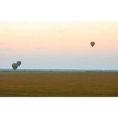 Hot Air Balloons over Kenya II Black Modern Wood Framed Art Print by Mansfield, Kathy
